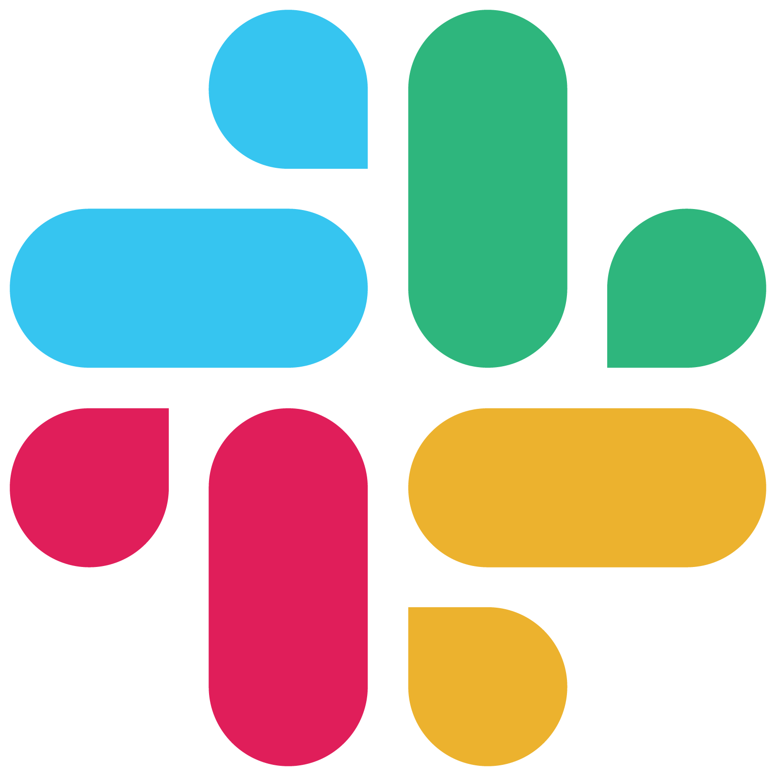 Logo de Slack composé de formes géométriques colorées, incluant des ovales et des rectangles, en bleu, vert, rose et jaune sur fond noir.